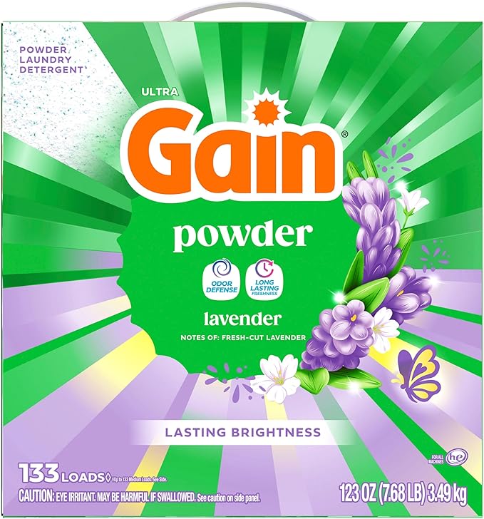 Gain Powder Laundry Detergent, Lavender Scent, 133 Loads, 123 OZ (Pack of 2)