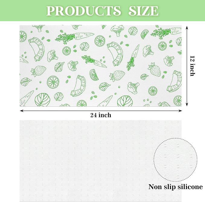 Amyhill 10 Pcs Refrigerator Liners Absorbent Fridge Shelf Liners Refrigerator Mats Washable Fridge Drawer Mat for Shelves Kitchen Home Cabinet Trays, 12 x 24 Inch (Fruit)