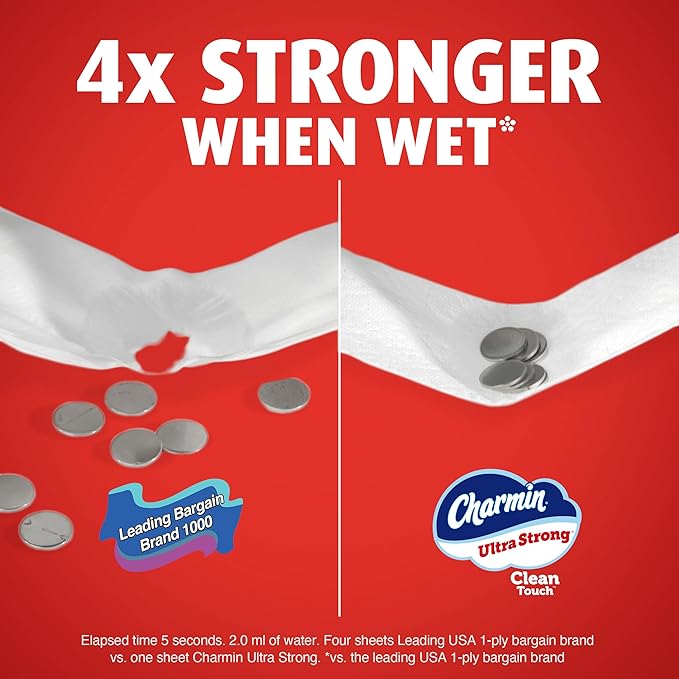 Charmin Ultra Strong Clean Touch Toilet Paper, 12 Family Mega XL Rolls = 84 Regular Rolls