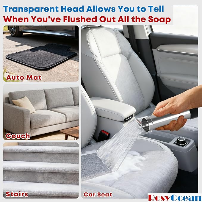 Shop Vac Extractor Attachment for Upholstery & Carpet Cleaning Accessory Hand Wand with Viewing Head Auto Detailing Vacuum Head Hand Tool for Truck Mount & Portable Extractor Vacuum Cleaner