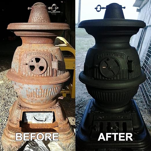 Black Beauty Cast Iron Stove Polish Restore That, Black Satin Finish Provides Ongoing Protection Against Flaking, Rusting and Pitting 2 x 6.7 Fl oz