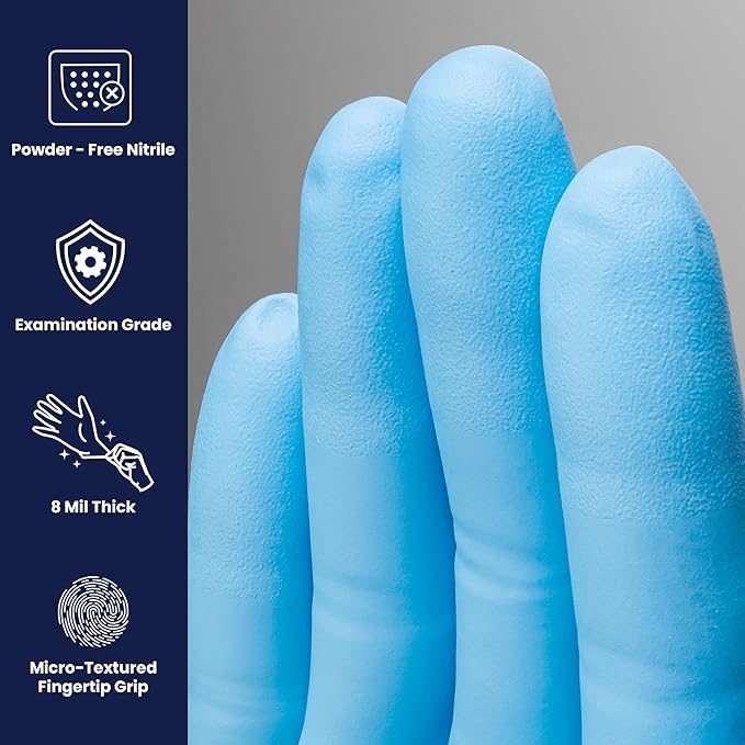 Adenna EPW449 Empower 8 Mil Powder-Free Nitrile Exam Gloves, Medical Grade, Blue, 2X-Large, Box of 90