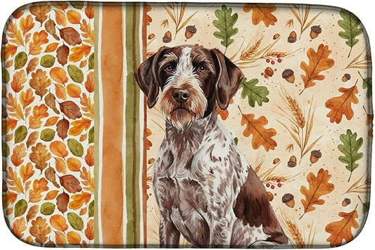 Caroline's Treasures Roan German Wirehaired Pointer Heirloom Fall Dish Drying Mat Absorbent Dish Drying Mat Pad for Kitchen Counter Dish Drainer Mat for Countertop, 14 x 21", Multicolor