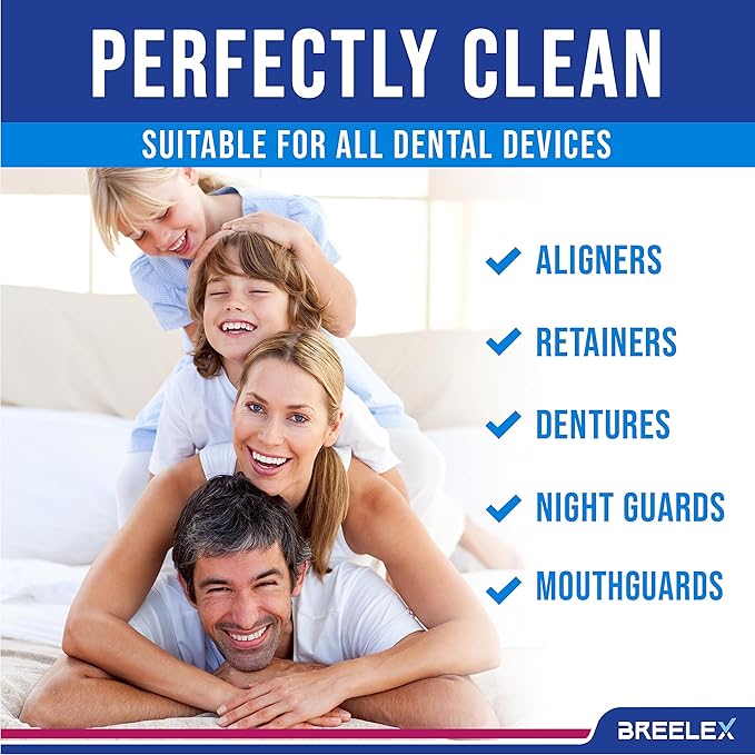 Breelex Retainer Cleaner Tablets - Pack of 2, 240 Tablets - Deep Stain Removal with Denture Cleaning Tabs - Gentle Night Guard Cleaner - Fits Retainer Case & Denture Case