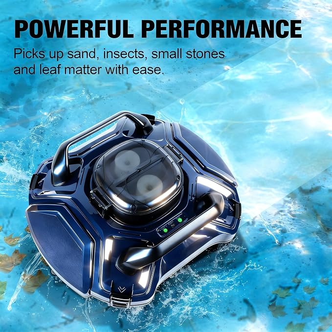 yosager Cordless Robotic Pool Cleaner, Cordless Automatic Pool Vacuum Lasts 90 Mins Runtime with Rechargeable Battery, Robotic Pool Vacuum Automatic Cleaning, Dual-Motor, for Above/In Ground Pools