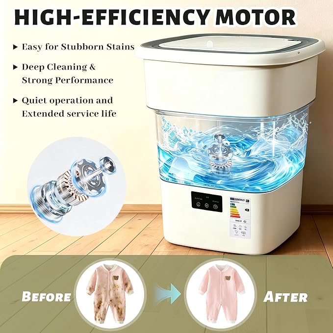 Portable Washing Machine, 50L Large Capacity Foldable Mini Washer with Spin Basket, Adjustable Wash 2–10 Min & Spin 1–6 Min Timer, for Apartment, RV, Camping, Dorm, Travel (Grey)