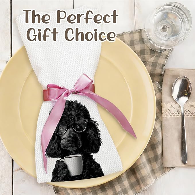 Funny Labradoodle Kitchen Towels, Dog Kitchen Accessories, Dog Chef Gifts for Women Decorative Hand Towels for Kitchen Decor, Coffee Lovers Gifts Dish Tea Towel, 16x24 Inch