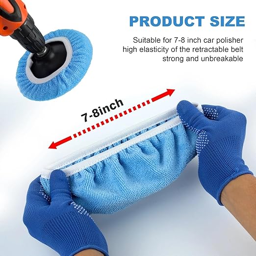 20 Pcs 5-6in Car Orbital Buffer Polisher Pad Bonnet Microfiber Bonnet