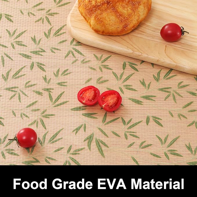 Cooyes Shelf Liners for Kitchen Cabinets, Waterproof and Oil-Proof Kitchen Cupboard Liner, Refrigerator Liners and Plastic Drawer Mats EVA Non Adhesive Shelves（17.5" W x 197" L）