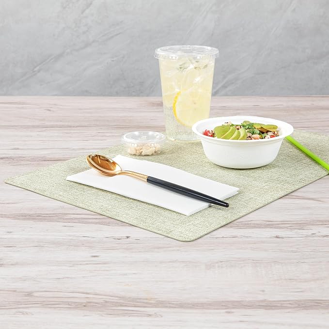 Restaurantware-Moderna 7.75 Inch Fancy Flatware, 50 Durable Plastic Flatware - With Black Handle For Grip, Heavy-duty, Gold Plastic Spoons, Easily Disposable Or Restaurants