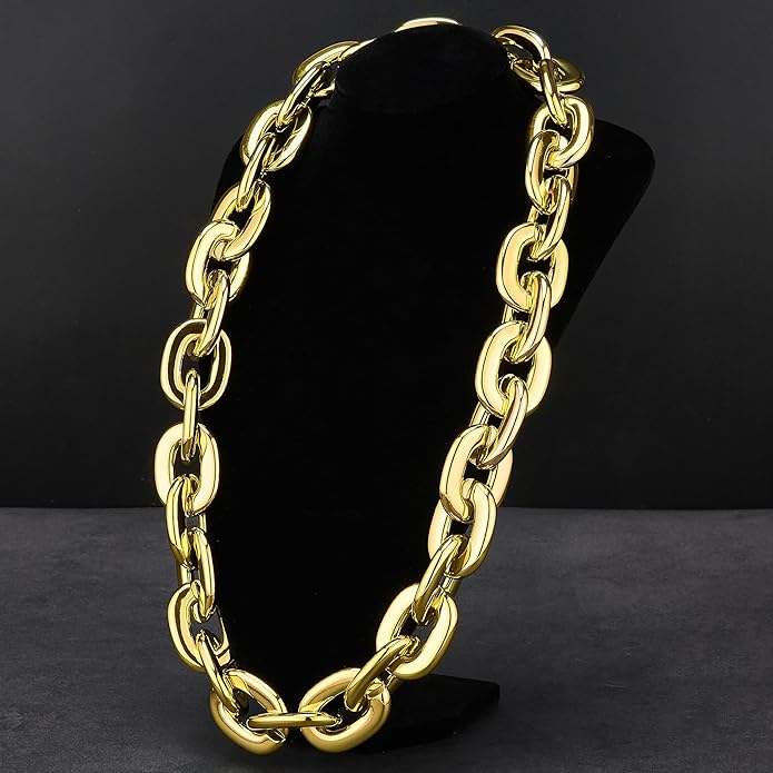 Passed colorfast test,Large Plastic Chain Necklace, 2 Pack / 4 Pack Optional,Hip-hop Rapper Big Chunky Fake Necklace , Super long Detachable, Non-fading Party Clothing Plastic Jewelry Necklace Decoration, Women and Men.
