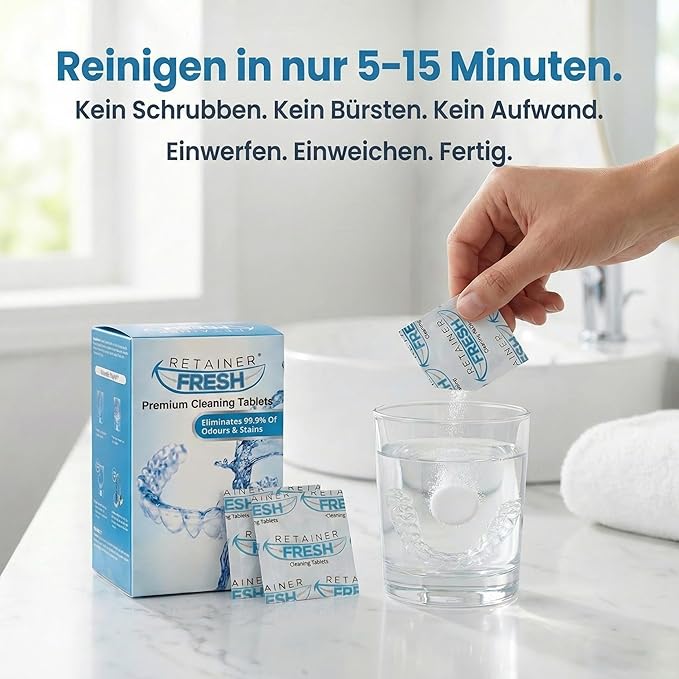 Retainer Fresh Retainer Cleaner Tablets - Denture Cleaner, Retainer Cleaning Tablets, Mouth Guard Cleaner, Aligner Cleaner, Brite Retainer Tablets 36 Tablets 1 Month