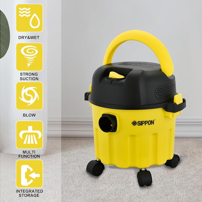 Wet/Dry Vacuum Cleaner, 3-in-1 Portable Workshop Vacuum Cleaner, Lightweight 3-Gallon Wet/Dry Vacuum Cleaner, with Blower Function and Wall-Mount Design, Suitable for All Floor Types.(Low)