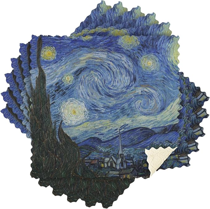 Starry Night Kitchen Towels Dish Cloths Set of 6 Microfiber Cleaning Cloths for Cars Super Absorbent Machine