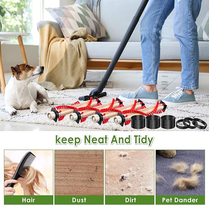 Landhoow Vacuum Roller Brush & Belt, Compatible With XL Roller Brush XL Belt 0300604 Compatible With Oreck Upright Vacuum Cleaner to Keep Neat and Tidy for Home, Office (4 Pcs)