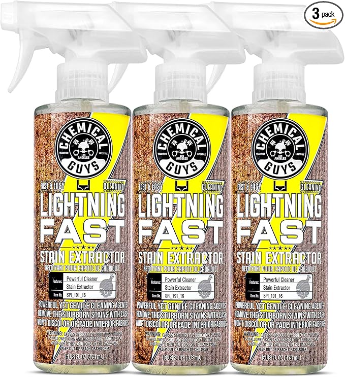 Chemical Guys SPI_191_1603 Lightning Fast Carpet and Upholstery Stain Extractor, (Fabric, Upholstery, & Carpet), Safe for Cars, Home, Office, Furniture & More, 16 fl oz
