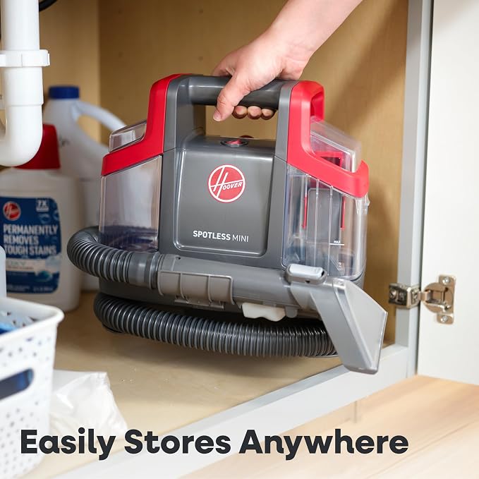 Hoover Mini Spot Portable Spot Cleaner FH12300, Carpet and Upholstery Cleaner for Stairs, Furniture, Pet Messes and Cars, Compact Design, Easy Fill Tank, Self-Cleaning Hose, Lightweight
