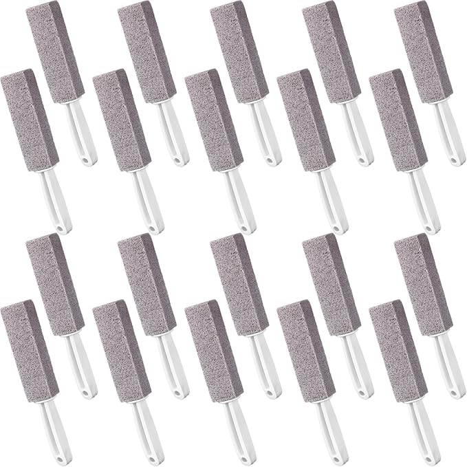 Vesici 20 Pieces Pumice Cleaning Stone with Extra Long Handle Pumice Stone Toilet Bowl Cleaner for Toilet, Bathtubs, Sinks, Swimming Pool, Grills, Kitchen, Household Cleaning