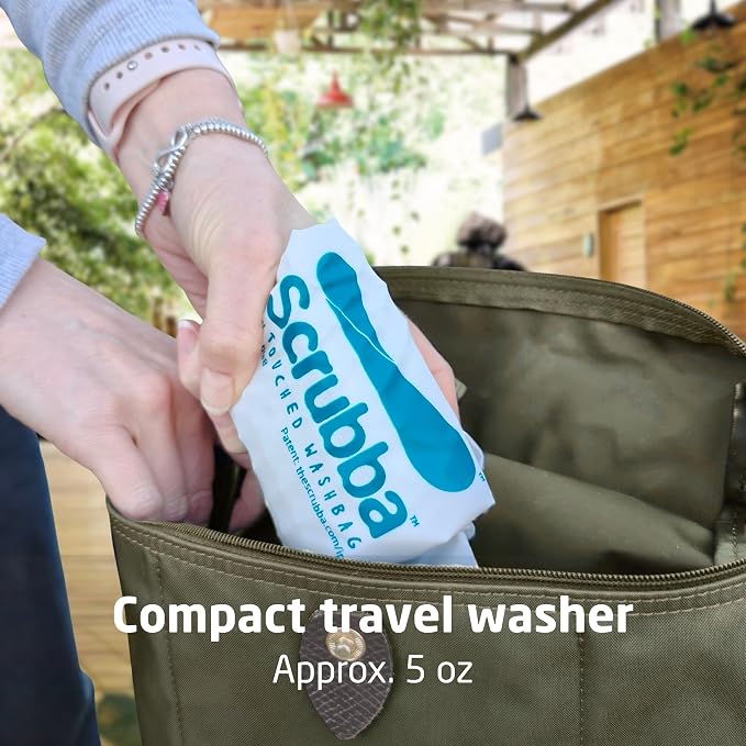 Scrubba Wash Bag Untouched - Patented Washboard-in-a-Bag™ Portable Travel Washing Machine Made with Recycled Polyester - Wash Clothes Anywhere in Minutes (5 oz)