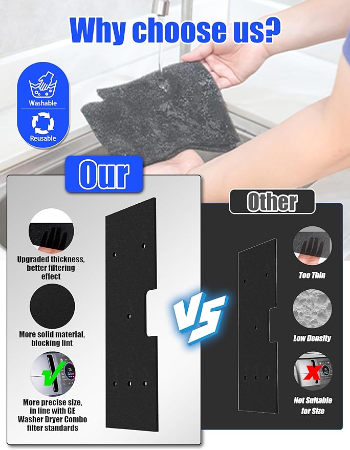 10 Pcs Dryer Vent Cleaner Kit for GE Washer Dryer Combo,Thickened WH01X35719 Lint Filter replacement with dryer vent brush, Dryer Vent Vacuum Hose Attachment,Models: PFQ97HSPVDS (10)
