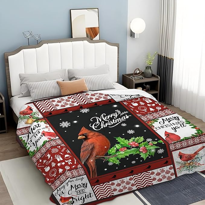 Tijuboni Cardinal Bird Throw Blanket for Girls Boys Women Men Kids Adults Soft Flannel Fleece Blanket for Couch Sofa Bed Home Decor 50"x60"