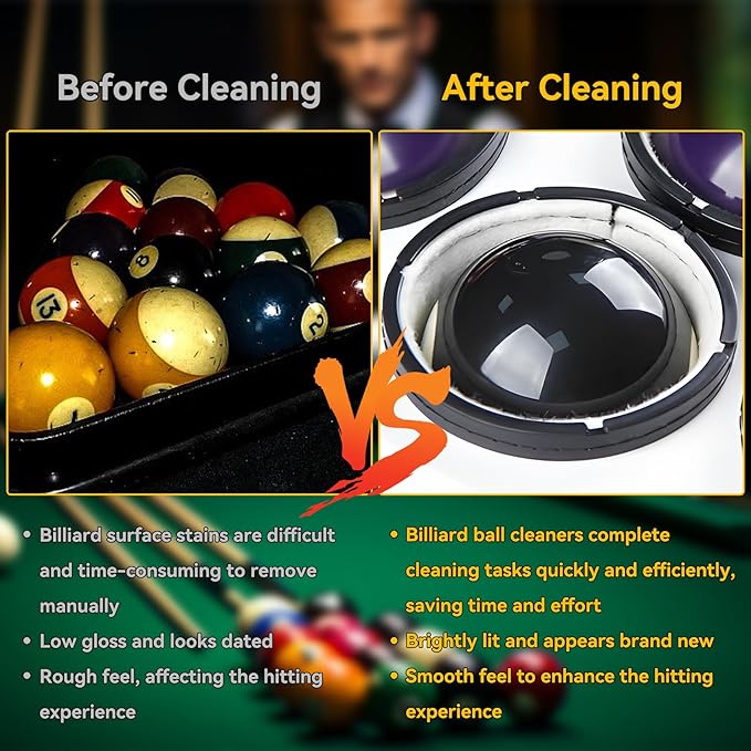 Billiard Ball Cleaner and Polisher, Billiard Ball Cleaner, Pool Ball Cleaner for 16 Billiard and Snooker, Balls British and American Dual Use 110V, Automatic Pool Ball Cleaner