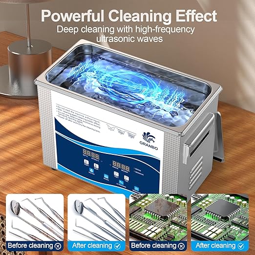 Granbo Professional 4.5L Ultrasonic Cleaner, Ultrasonic Jewelry Cleaner with Heater Timer and Degassing, Digital Ultrasonic Parts Cleaner for Dental Glasses Jewelry Small Parts Circuit Board