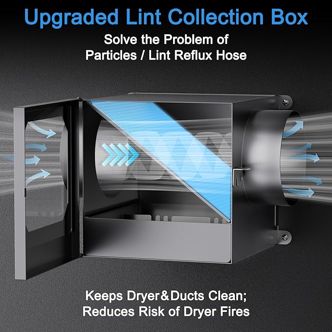 HOOMESUN Upgrade Indoor Dryer Duct Lint Trap Kit, Dryer Lint Catcher with Stainless Steel Mesh & 4in - 8FT Dryer Vent Hose, Water Drawer, Secondary Lint Trap for Gas or Electric Clothes Dryers
