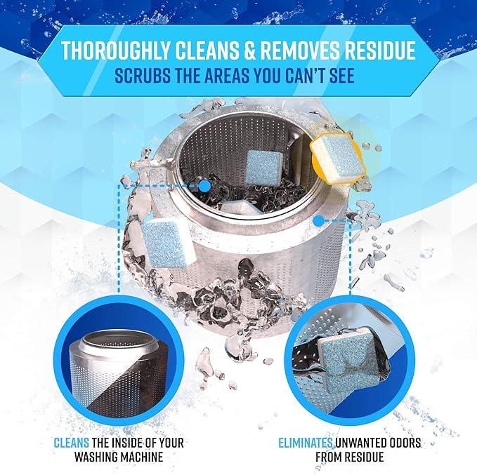 ACTIVE Washing Machine And Dishwasher Cleaning Tablets Bundle - Includes 12 Month Supply Dishwasher Cleaner Deodorizer & Washing Machine Descaler Deep Cleaning Tablets - 48 Tablet Combo