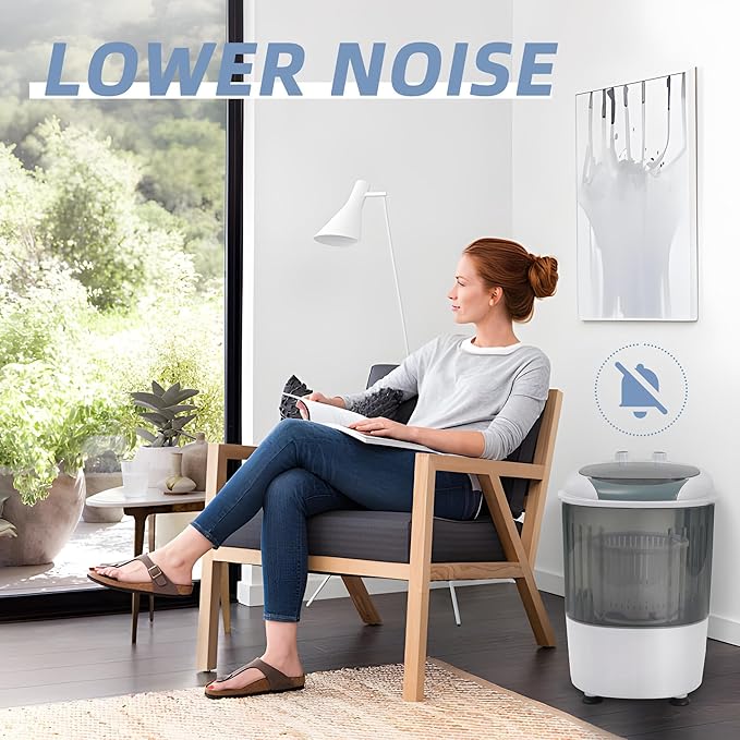 Elevon Mini Spin Dryer Portable Washing Machine, Compact Laundry for Home, Apartment, RV, Gray