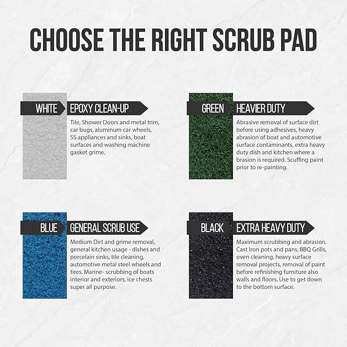 Scrub Doctor 6-Pack of 10 x 4.5 x 1 in. Large Black Scrub Pads and Scrub Pad Holder Scrub-HLD-L-BLK-6, Maximum Abrasion Scrubbing Pads for Cast Iron Pots, BBQ Grills, Oven Cleaning, and Paint Removal