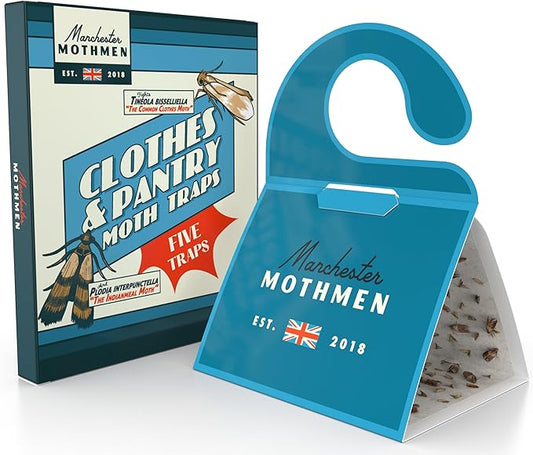 2-in-1 Pheromone Moth Traps for House, 5-Pack Moth Killer for Clothes & Pantry – Indian Meal, Mediterranean Flour & Clothing Moth Trap – Non-Toxic Sticky Glue Trap