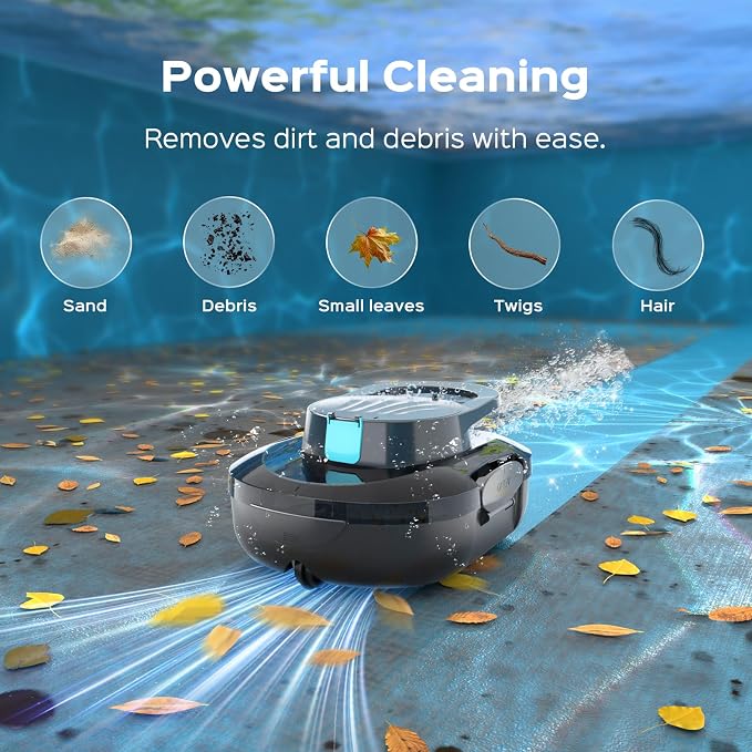 Automatic Robotic Pool Cleaner for Above Ground Pools, S1 Pro Cordless Pool Vacuum with Dual Motors, 120-Min Runtime, Large Debris Basket, Fast Charging and Auto Parking, Stone Gray