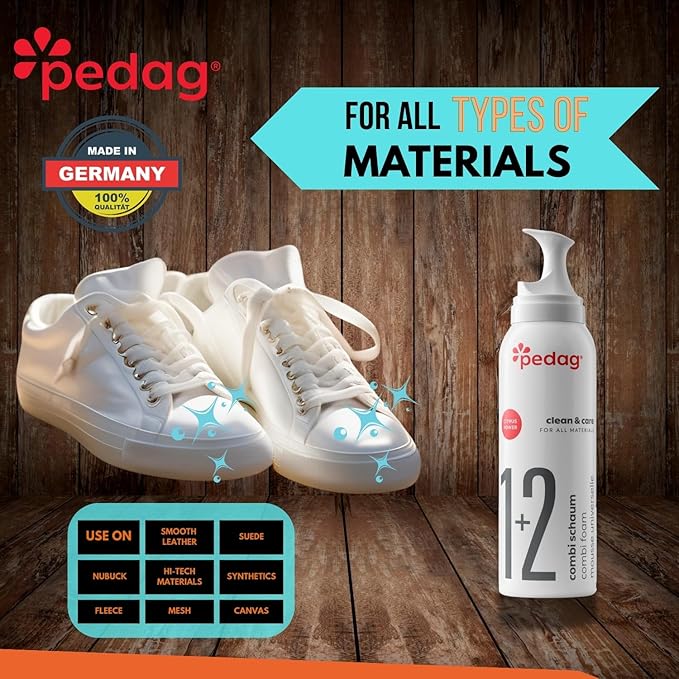 Pedag Shoe Cleaner, Suede Shoe Cleaner & Sneaker Cleaner w/Lime Oil, Lanolin. Amazing as a White Shoe Cleaner, Limpiador de Zapatos. Best Shoe Cleaning Kit for Leather Shoes, Tennis Shoe Cleaner 3.7oz