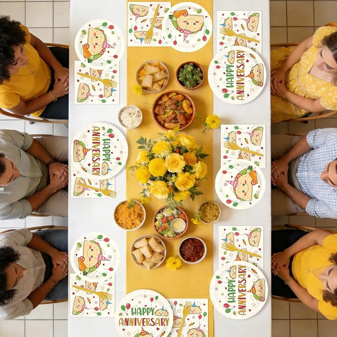 96Pcs Taco Anniversary Party Decorations Taco Bout Love Plates and Napkins Mexican Fiesta Decorations for Wedding Bridal Shower Engagement Anniversary Cinco De Mayo Party Supplies Serves 24