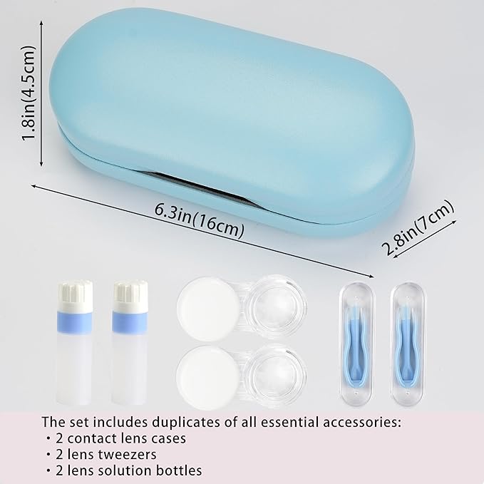 Lasiyanor 2 in 1 Eyeglass Case Portable Double Sided Contact Lens Box Multifunction With Tool for Travel Daily Outdoor