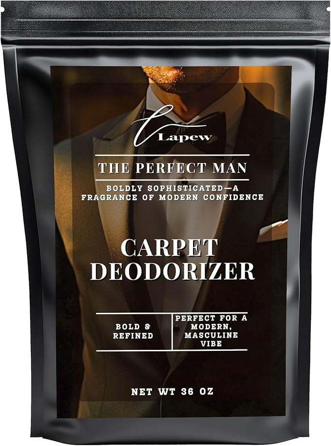Lapew The Perfect Man Carpet Deodorizer Powder - Pet Safe Freshener for Vacuuming | Scented Odor Eliminator for Home | 36 oz
