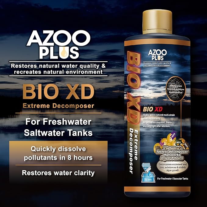 AZOOPLUS BIO XD Extreme Decomposer Nitrifying Bacteria for Freshwater and Saltwater Fish Tank 33.8 Ounces