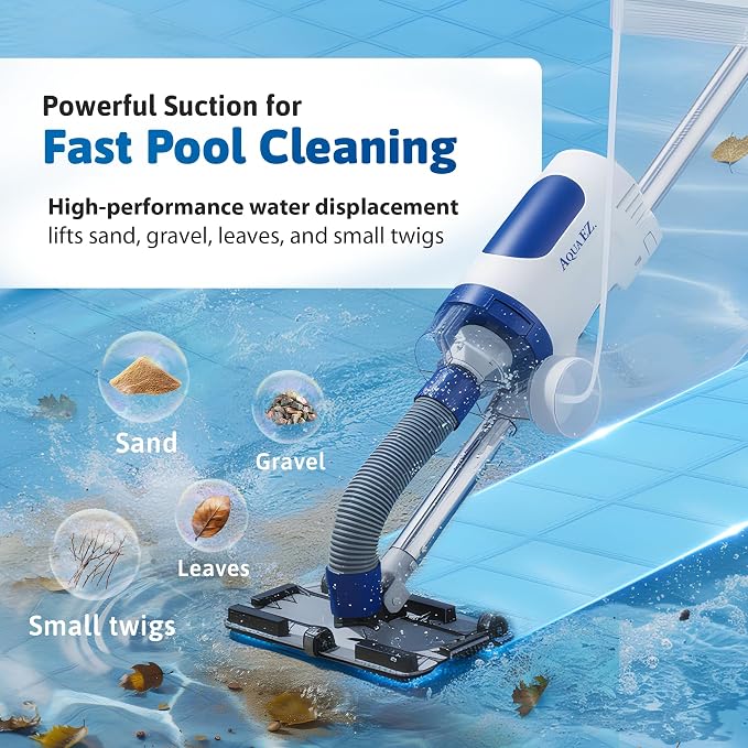 Aqua EZ RPV901 Rechargeable Pool Vacuum – Cordless, Consistent Runtime, Works in All Pools, Includes 2 Vacuum Heads, Compatible with All Standard Vac Heads, Attaches to Any Pool Pole