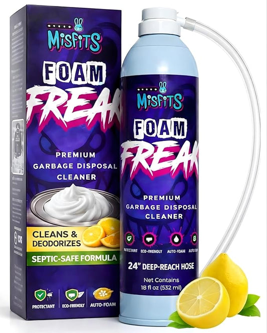 Foaming Garbage Disposal Cleaner with 24-Inch Hose | Deep Reach Drain Cleaner & Deodorizer | Odor Eliminator for Kitchen Drains & Disposals | Heavy-Duty Foaming Action | 1-Year Supply Per Can