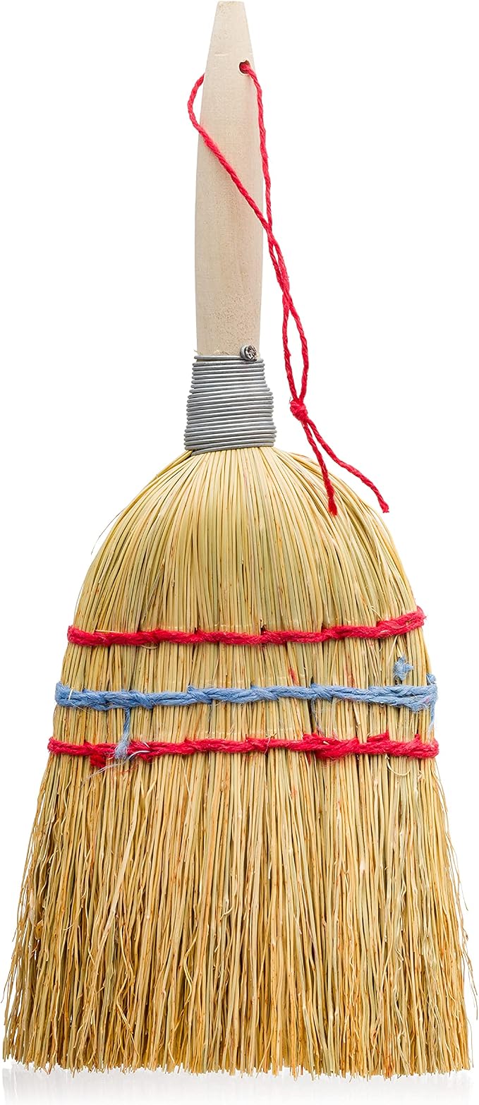Redecker Hand Brush with Wooden Handle, Rice Straw, Untreated Beechwood, Set of 2, 10-Inches