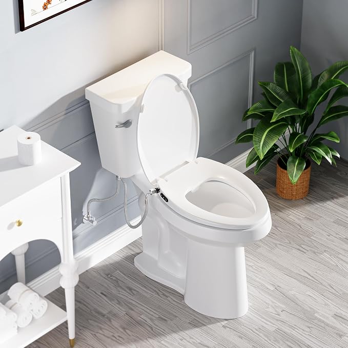 Clirass Bidet Toilet Seat, Knob-Adjustable Water Pressure, Buttons for Switching Between Bidet, Feminine Wash, and Self-Cleaning Modes, Dual Nozzle System, Quick Installation, Fits Elongated Toilets