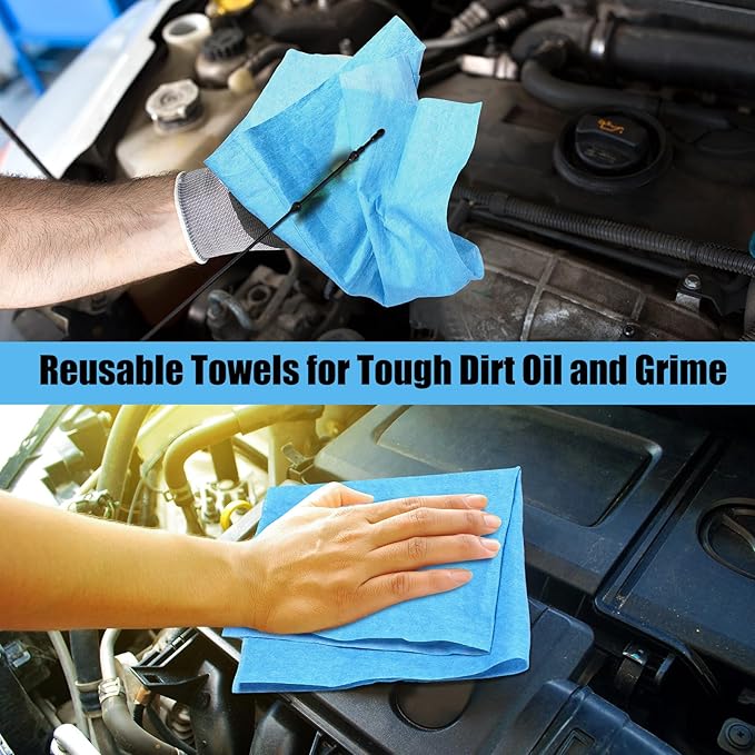 HunnmingRe 600 Sheets 9.84 x 13.78 in Disposable Shop Towels Bulk Heavy Duty Shop Towels Lint Free Paper Absorbent Anti Dissolution for Garage Car Work (Blue)