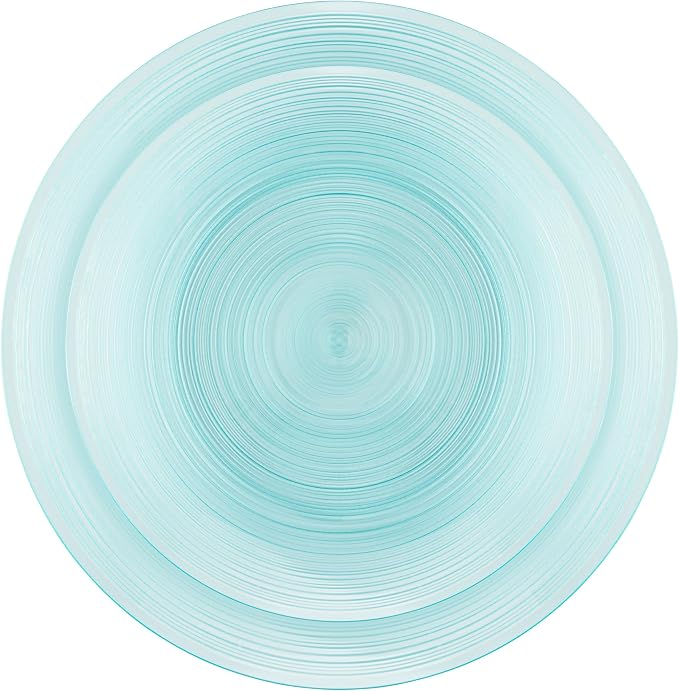 PLASTICPRO 64 Pieces Crystal Design Plastic Plates Combo Pack 7 inch and 10 inch Gold Rim Elegant Disposable Plates, Transparent Aqua Blue