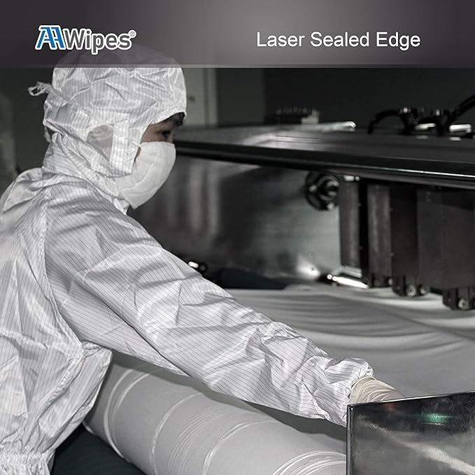 AAwipes Double Knit 100% Polyester Wipers Light Weight Version (120GSM, 6"X6", 150pcs/bag) Cleanroom Cloth Wipes Laser Sealed Edge, Ultra-Soft (CP12006)