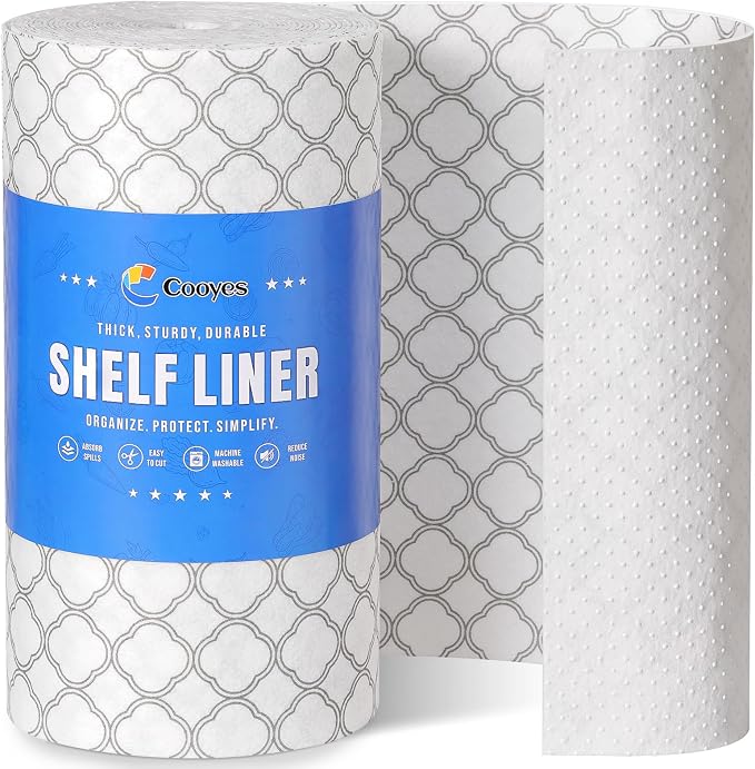 Cooyes Non Slip Refrigerator Liners, 2-in-1 Fridge Mats and Fresh-Keeping Shelf Liners, Absorbs Excess Moisture, BPA-Free, Multiple Sizes for Glass Shelves Kitchen Cabinets Drawers, 12" x 360"