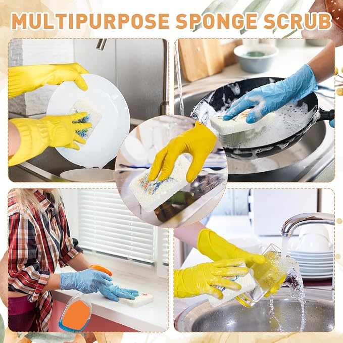 Maxdot 50 Counts Compressed Cellulose Sponges Bulk Fruits Style Natural Kitchen Compostable Non Scratch Dish Sponges for Washing Dishes, Cleaning Countertop Sink, Kids DIY