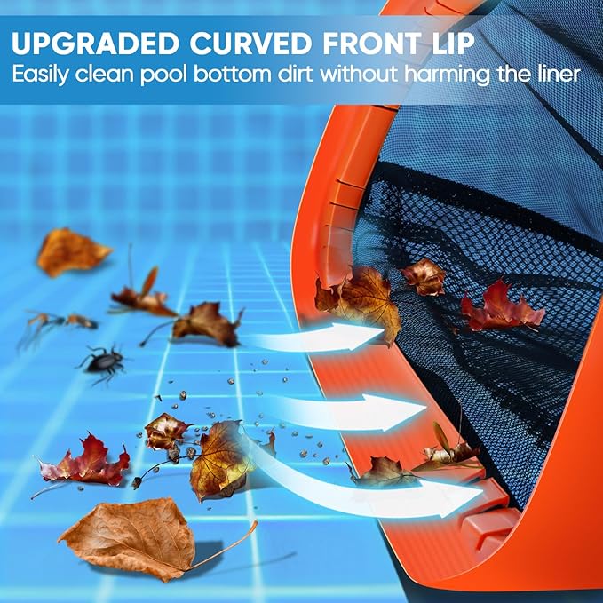 17.5" Pool Net, Pool Skimmer Net with Double-Layer Netting Bag, Aluminum Frame, Deep Nylon Net, Large Capacity Pool Cleaning Net, Leaf Skimmer Rake Net for Above Ground & In-ground Pools (No Pole)
