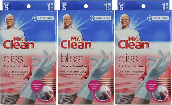 Mr. Clean Bliss Premium Latex-Free Gloves, Small, 3 pairs