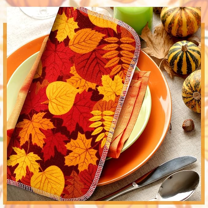 Redbaker 50 Pcs Reusable Paper Towels Paperless Reusable Cotton Cloths Toilet Absorbent Washable Paper Towels with Roll Kitchen Dishcloth for Kitchen Paperless Dishcloths(Pumpkin)